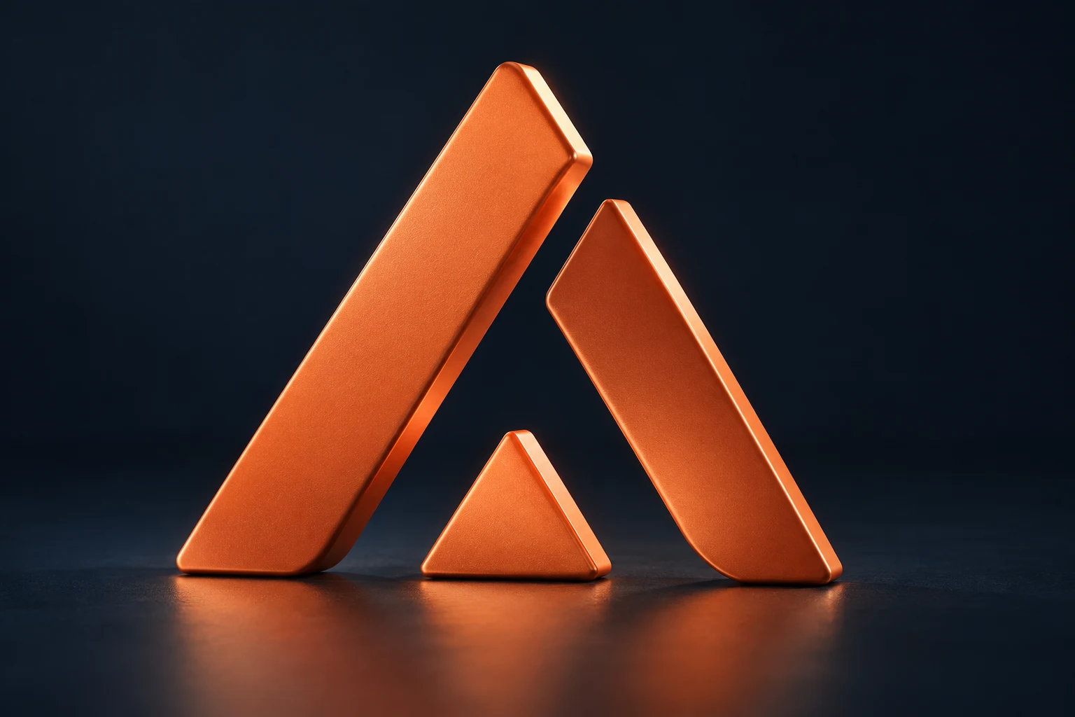 A sculptural interpretation of Avuno’s original three-part symbol in orange
